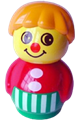 Boy Primo figure with medium orange hair, wearing a red top on a green base with white stripes - baby003