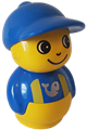 Primo Figure Boy with Yellow Base, Blue Top with Yellow Suspenders with Fish Pattern, Blue Hat - baby009