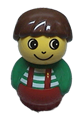 Primo Figure Boy with Red Base, Green Top with Red Suspenders with White Stripes, Brown Hair - baby010