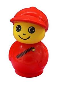 My First Plane Boy - Boy Primo figure in red cap and outfit with diagonal zipper, standing on a red base - baby018