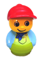 Primo Figure Boy with Lime Base, Medium Blue Top with Lime Overalls with Blue Neckerchief, Red Cap - baby020