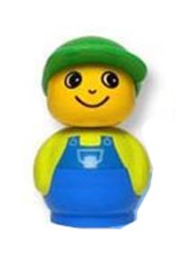 Primo Figure Boy with Blue Base, Lime Top with Blue Overalls, Green Hat baby021