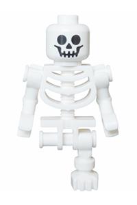 Skeleton Minifigure - Skeleton with a standard skull, bent arms in a horizontal grip, and a single leg - bdp169