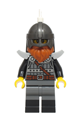 Male knight with dark bluish gray and silver armor, black boots, pearl dark gray helmet with white feather, dark orange beard, and light bluish gray shoulder pads - bdp210