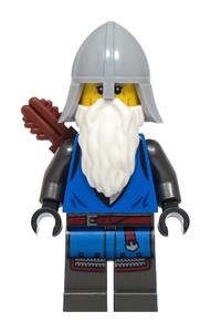 Siege Encampment Black Falcon Archer - Male Black Falcon Archer with white beard, light bluish gray helmet with neck protector, quiver, and pearl dark gray detailed legs - bdp215