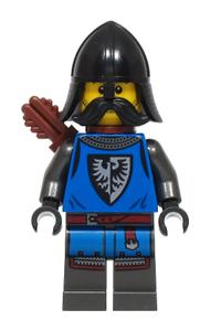 Siege Encampment Black Falcon Archer - Male Black Falcon Archer with a moustache, black helmet with neck protector, pearl dark gray detailed legs, and a quiver - bdp216