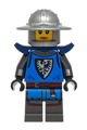 Female Black Falcon with flat silver helmet with broad brim, dark blue shoulder pads, and pearl dark gray detailed legs - bdp218