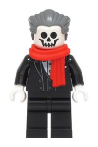 Adventure in Transylvania Vampire - Vampire with dark bluish gray hair wearing a black suit and a red scarf - bdp233