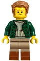 Male vampire castle visitor with medium nougat hair, wearing a dark green open jacket and dark tan legs with reddish brown boots - bdp239