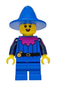 Mushroom Village Male Minifigure - Male Mushroom Village minifigure wearing a blue mantle, medium legs, and a mushroom-shaped hat - bdp251