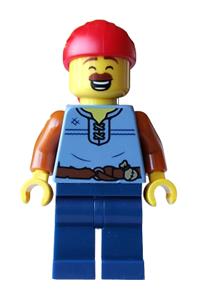 Thieves of Tortuga Pirate - Male pirate wearing a red bandana, sand blue vest, and dark blue legs - bdp252