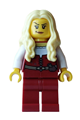 Female pirate with bright light yellow long wavy hair wearing a dark red vest and dark red legs - bdp255