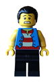 Male pirate with black hair in a short ponytail, wearing a blue vest and black legs - bdp256