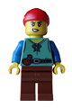 Female pirate wearing a sand green vest, red bandana, and reddish brown legs - bdp257