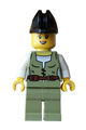 Female pirate wearing an olive green vest and legs with a black bicorne hat - bdp258