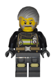 Male Art Factory Maintenance Worker wearing a black jacket with reflective stripes, dark bluish gray legs with knee pads, and light bluish gray combed hair - bdp269