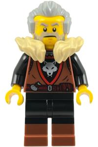 Male Wolfpack Minifigure - Male wolfpack with light bluish gray hair, wearing black legs with reddish brown boots - bdp284