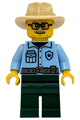 Male Sequoia Tree Trail Ranger with a tan fedora, rectangular glasses, bright light blue uniform, and dark green legs - bdp285