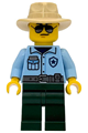 Male Sequoia Tree Trail Ranger wearing a bright light blue uniform, dark green legs, tan fedora, and sunglasses - bdp286