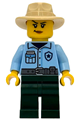 Female Sequoia Tree Trail Ranger wearing a bright light blue uniform, tan fedora, and dark green legs - bdp287