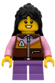 Daughter on Sequoia Tree Trail with long black hair, wearing a reddish brown jacket and medium lavender short legs - bdp289