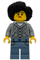 Mother Sequoia Tree Trail Tourist wearing a light bluish gray cardigan sweater, sand blue legs with pockets, and black coiled hair - bdp290