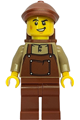 Male Gold Mine Miner wearing a dark tan shirt with reddish brown apron, reddish brown legs, flat cap, and backpack - bdp303