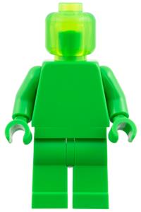 Plain Bright Green Torso Minifigure - Minifigure with a plain bright green torso, bright green legs and a trans-bright green head - bdp312