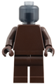 Minifigure with a plain dark brown torso, dark brown legs and a trans-black head - bdp313