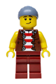 Privateer Frigate Fortuna Sailor - Male, Reddish Brown Vest over Red and White Striped Shirt, Dark Red Legs, Sand Blue Bandana - bdp318