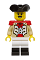Male Privateer Frigate Fortuna Marine with a tan coat, white legs with black boots, red epaulettes, black tricorne hat and black moustache - bdp320