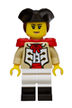 Female Privateer Frigate Fortuna Marine with reddish brown hair and nougat smile, wearing a black tricorne, tan coat, red epaulettes, white legs with black boots - bdp323