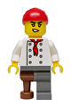 Female Privateer Frigate Fortuna cook with a white torso with 8 buttons, dark bluish gray legs with a peg leg and a red bandana - bdp328