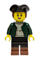 Female privateer boatswain with reddish brown hair wearing a black tricorne, dark green jacket and black legs with reddish brown boots - bdp331