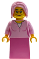 Female Sushi Restaurant Customer with bright pink top and hair, dark pink skirt, and glasses (Sakura) - bdp342