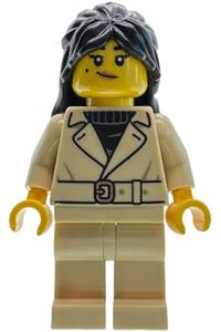 Sushi Restaurant Customer Mimiko - Female sushi restaurant customer with black hair (Mimiko), wearing a tan jacket and tan legs - bdp344