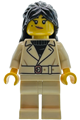 Female sushi restaurant customer with black hair (Mimiko), wearing a tan jacket and tan legs - bdp344