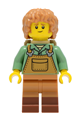 Male herbalist wearing medium nougat overalls over a sand green shirt with a backpack - bdp349