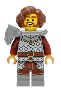 Griffin Knight Minifigure - Male Griffin Knight with reddish brown hair and a flat silver shoulder pad - bdp353