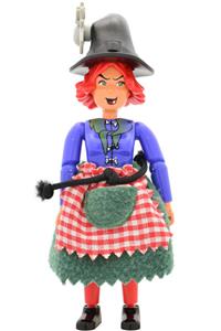 Belville Witch - Female Belville witch with black shorts, blue shirt with bones pattern, red hair, skirt, and a hat with a spider - belvfem14a