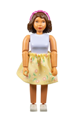 Female Belville figure with light violet torso, brown hair, yellow print skirt, and a headband - belvfem15