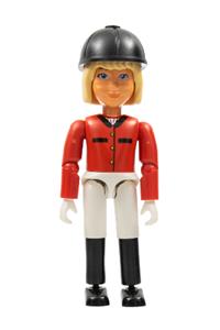 Belville Female - Female Belville figure horse rider in white shorts, red shirt, light yellow hair, and helmet - belvfem16a