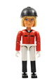 Female Belville figure horse rider in white shorts, red shirt, light yellow hair, and helmet - belvfem16a