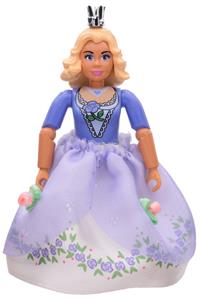 Belville Female - Female Belville figure wearing white shorts, a purple shirt, a purple layered skirt long and a crown with light yellow hair - belvfem18a
