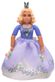 Female Belville figure wearing white shorts, a purple shirt, a purple layered skirt long and a crown with light yellow hair - belvfem18a
