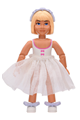 Belville Female - White Swimsuit with Dark Pink Bows Pattern, Light Yellow Hair, Skirt Short, Headband, Light Violet Bows - belvfem20a