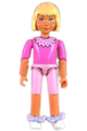 Female Belville figure with light yellow hair, bows, headband, and dressed in pink shorts with a dark pink shirt - belvfem21b