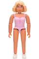 Female Belville minifigure wearing dark pink shorts, a pink shirt, and light yellow hair - belvfem22