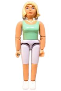 Belville Female - Female Belville figure wearing pink shorts, shirt with necklace pattern, light yellow hair, pink skirt, bows, and headband - belvfem24b