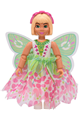 Female Belville Josephine, wearing a white top with laced green inset, a fairy skirt, and a headband - belvfem28a